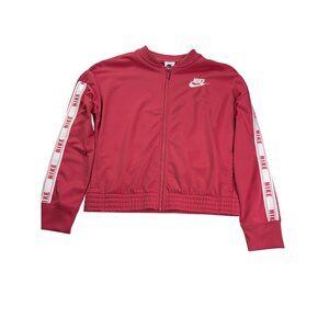 Nike Girls Track Jacket Size XL Full Zip Pink White Spellout